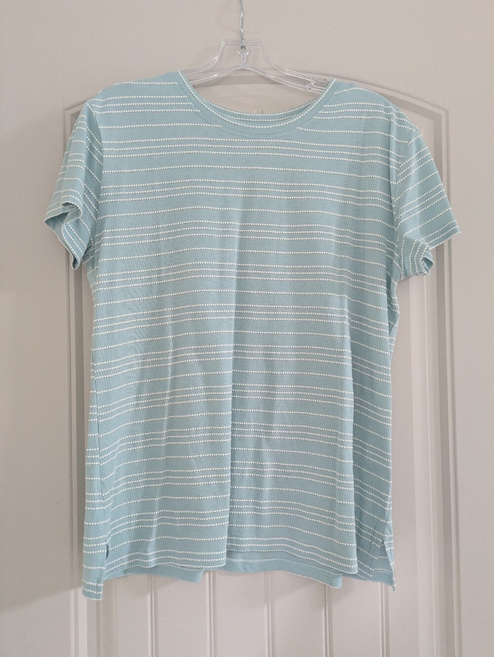 Maurices 24/7 Women's Light Aqua Stripe Jeans-Style Top
